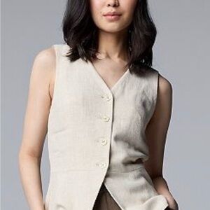 NWT Simply Vera Wang Khaki Linen Vest | Size Small